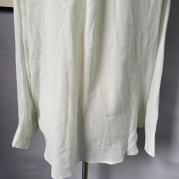 Everlane Clean Washable Silk Relaxed Button Up Shirt Light Green 14 - Picture 9 of 16